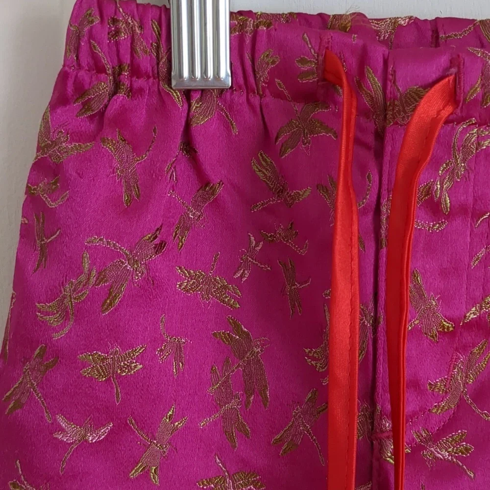 18M Mimi & Maggie Pink Red Gold Pants Shiny Dragonfly Drawstring Bottoms